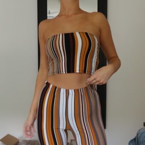 Striped Stretchy Cropped Tube Top 
Size M